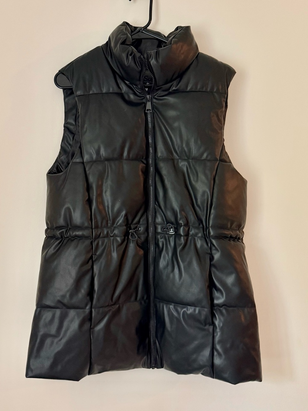 Ci Sono by Cavalini Black Quilted Faux Leather Puffer Vest SZ.LG